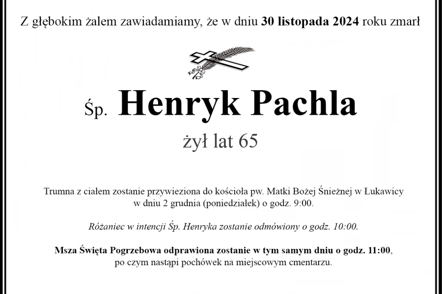 Zmarł Henryk Pachla [65 lat]